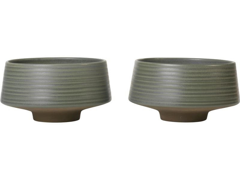 Broste Copenhagen | BC Miko Schüssel | Dark Green, Steingut mit matter glasur