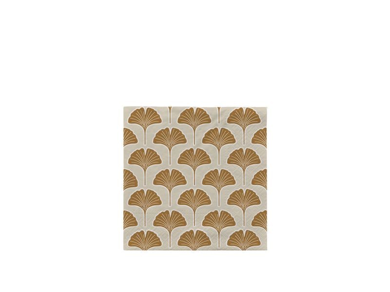 Broste Copenhagen | BC Ginkgo Biloba Papierserviette 20 Stk. | Harvest Gold/Light Beige, Papier