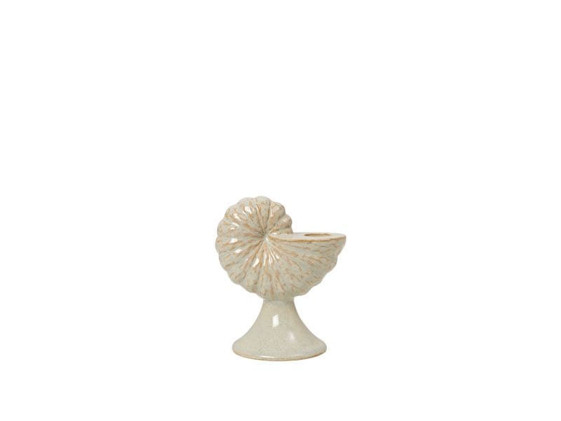 Broste Copenhagen | BC Shelly Kerzenhalter | White Cream, Reaktiv glasierte Keramik