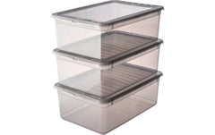 keeeper | bea Clearbox Set 3 x 11 l | 39 x 26,5 x 21,5 cm, crystal grey