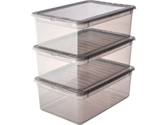 keeeper | bea Clearbox Set 3 x 11 l | 39 x 26,5 x 21,5 cm, crystal grey