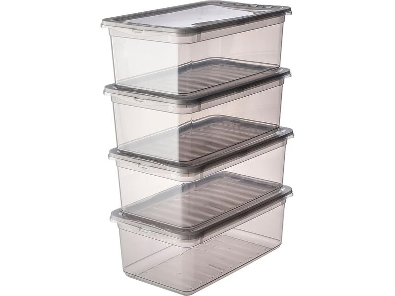 keeeper | bea Clearbox Set 4 x 5,5 l | 33 x 19,5 x 22 cm, crystal grey