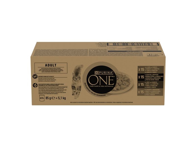 Purina ONE | Nassfutter Adult Huhn | Hochseefisch, Rind & Lamm, 60x85g