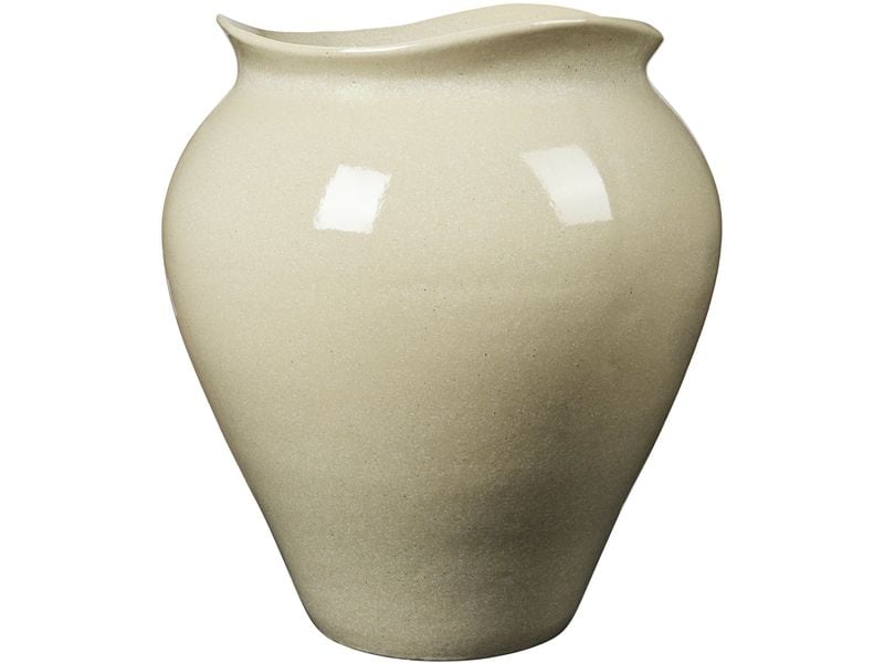 Broste Copenhagen | BC Florentina Bodenvase XL | Beige, Glänzend glasiertes Steingut