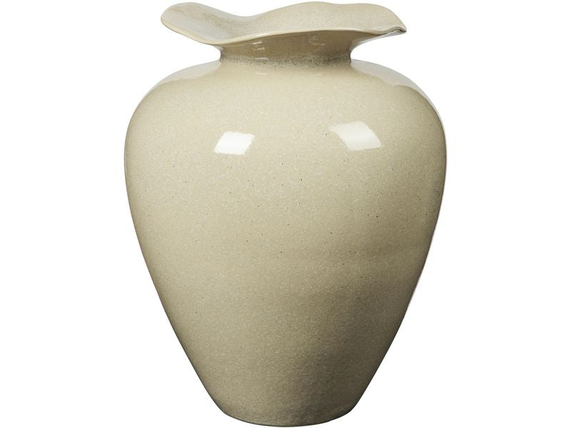 Broste Copenhagen | BC Florentina Vase L | Beige, Glänzend glasiertes Steingut