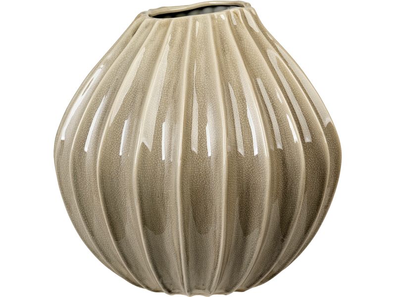 Broste Copenhagen | BC Wide Vase XL | Rainy Day Grey, Glänzende Keramik