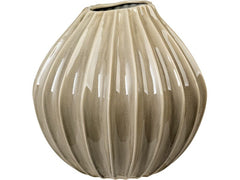 Broste Copenhagen | BC Wide Vase XL | Rainy Day Grey, Glänzende Keramik