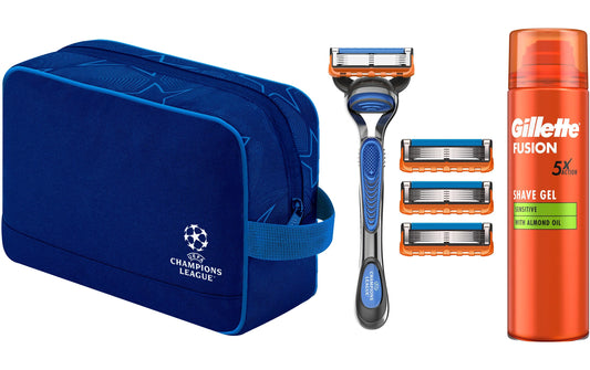 Gillette | Fusion5 Set Klingen 4er&HS UEFA | 5er + Handstück + Wandhalterung