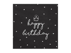 Partydeco | Servietten Happy Birthday | Schwarz Weiss, 33 x 33 cm