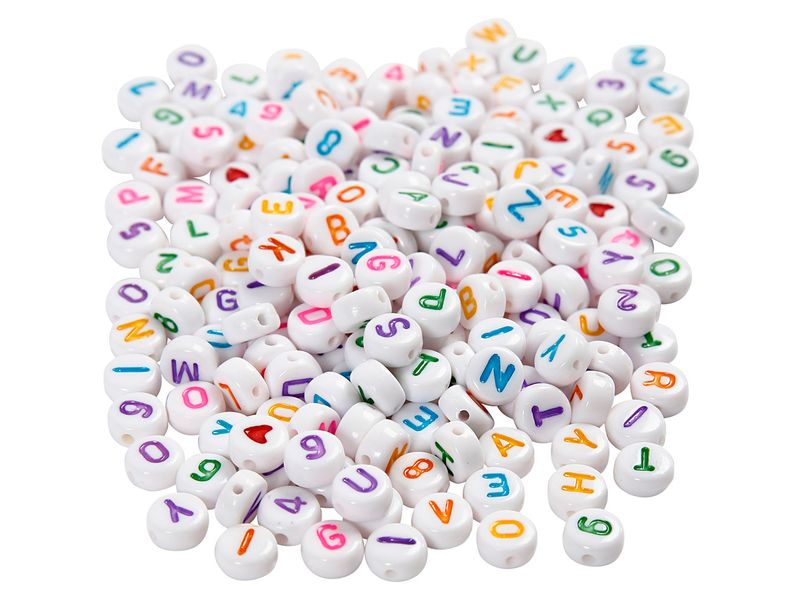Creativ Company | Buchstaben-Perlen | Kunststoff Weiss 7 mm 1500 Stk