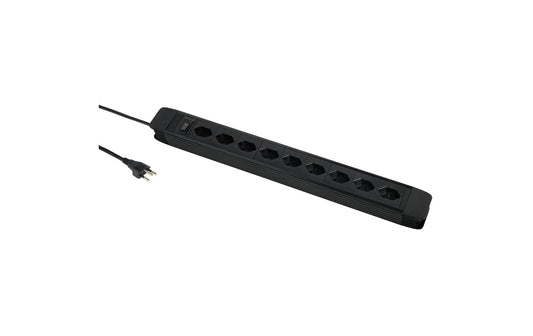 Schönenberger | Steckdosenleiste PRINCIPIO | 9xT13, 2m Kabel horizontal, schwarz