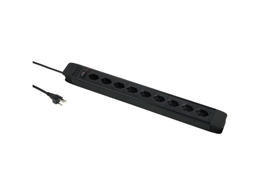 Schönenberger | Steckdosenleiste PRINCIPIO | 9xT13, 2m Kabel horizontal, schwarz