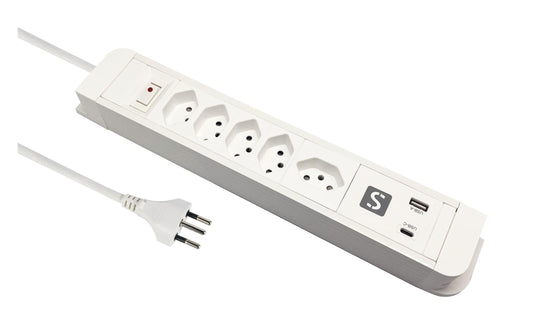 Schönenberger | Steckdosenleiste PRINCIPIO | PD20W 1x USB-C, 1x USB-A, 1.5m Kab, ws