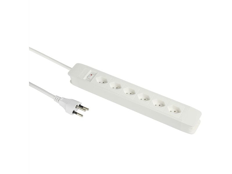 Schönenberger | Steckdosenleiste PRINCIPIO | 6xT13, 2m Kabel, horizontal, weiss