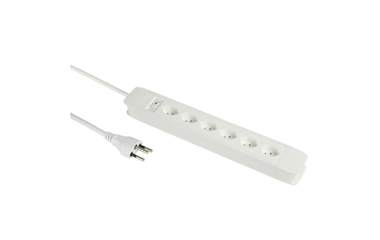 Schönenberger | Steckdosenleiste PRINCIPIO | 6xT13, 2m Kabel, horizontal, weiss