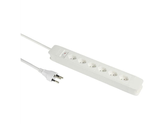 Schönenberger | Steckdosenleiste PRINCIPIO | 6xT13, 2m Kabel, horizontal, weiss
