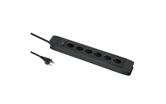 Schönenberger | Steckdosenleiste PRINCIPIO | 6xT13, 5m Kabel, horizontal, schwarz