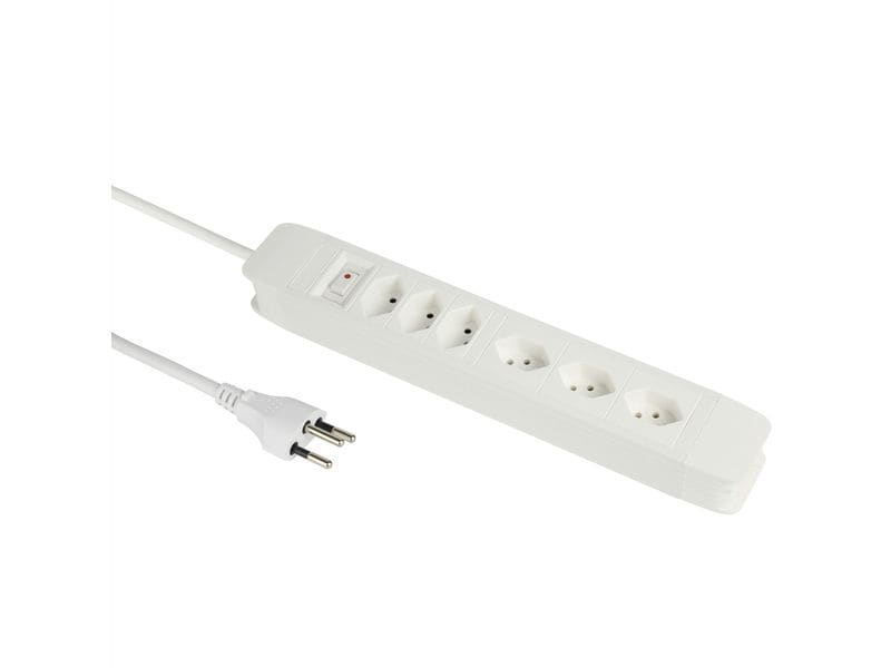 Schönenberger | Steckdosenleiste PRINCIPIO | 6xT13, 5m Kabel, 3x horiz/3x vert, weiss