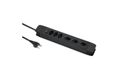 Schönenberger | Steckdosenleiste PRINCIPIO | 6xT13, 5m Kabel, 3x horiz/3x vert, schwarz