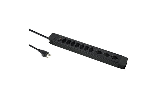 Schönenberger | Steckdosenleiste PRINCIPIO | 10xT13, 2m Kabel, schwarz