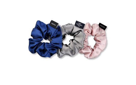 Ailoria | DOUX Scrunch Set M | 1x Midnight Blue, 1x Shadow, Shy Blush