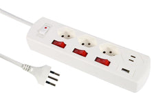 Schönenberger | Steckdosenleiste Fix-Line | Multi Switch, 3xT13, 2xUSB-C,1xUSB-A, ws