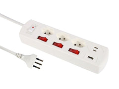 Schönenberger | Steckdosenleiste Fix-Line | Multi Switch, 3xT13, 2xUSB-C,1xUSB-A, ws