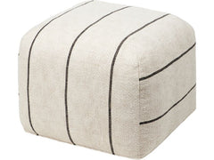 Broste Copenhagen | BC Sigrid Pouf | Light Beige/Black, 75% Baumwolle/25% Leinen