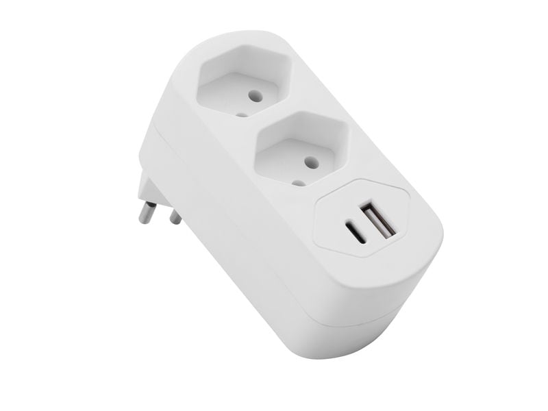 Schönenberger | Abzweigstecker 2xT13 | mit USB PD30W, weiss