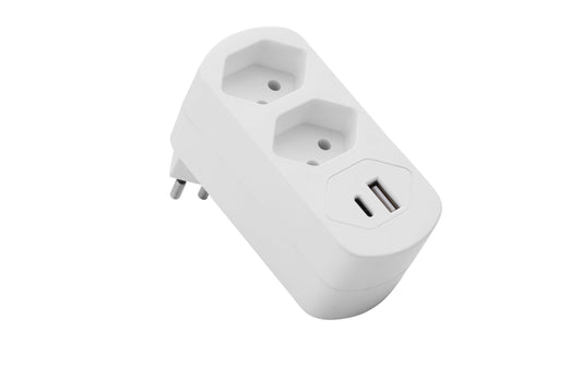 Schönenberger | Abzweigstecker 2xT13 | mit USB PD30W, weiss