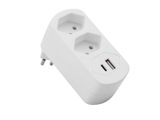 Schönenberger | Abzweigstecker 2xT13 | mit USB PD30W, weiss