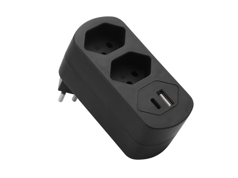Schönenberger | Abzweigstecker 2xT13 | mit USB PD30W, schwarz