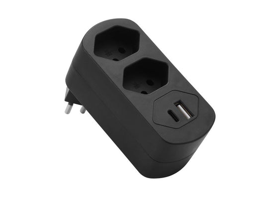 Schönenberger | Abzweigstecker 2xT13 | mit USB PD30W, schwarz