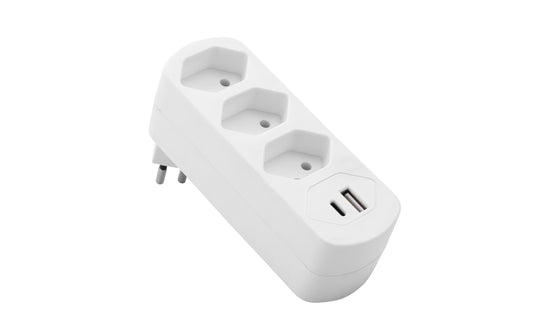 Schönenberger | Abzweigstecker 3xT13 | mit USB PD30W, weiss