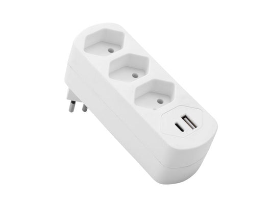 Schönenberger | Abzweigstecker 3xT13 | mit USB PD30W, weiss