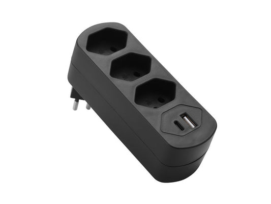 Schönenberger | Abzweigstecker 3xT13 | mit USB PD30W, schwarz