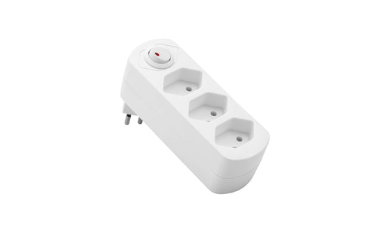Schönenberger | Abzweigstecker 3xT13 | drehbar mit Schalter, weiss