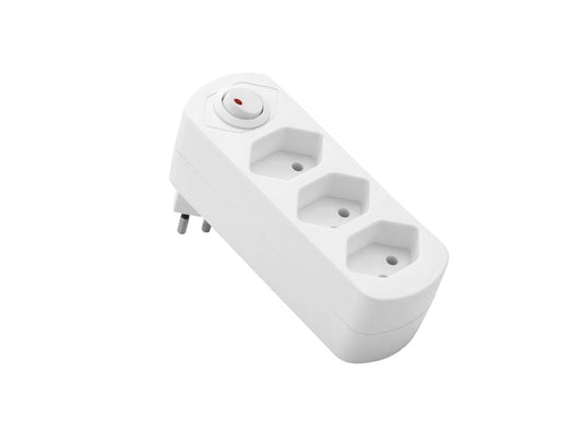 Schönenberger | Abzweigstecker 3xT13 | drehbar mit Schalter, weiss