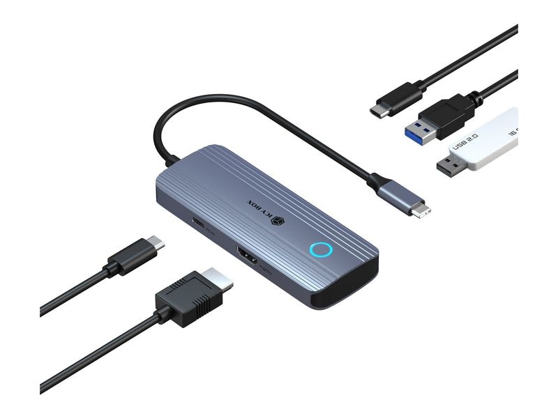 RAIDSONIC | ICY BOX IB-DK4081-SO-LCD Dockingstation | USB Type-C 5in1 Dockingstation mit LCD-Disp