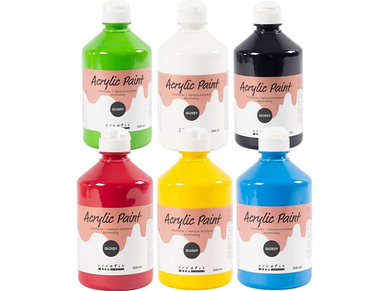 Creativ Company | Acrylfarbe | glänzend Primärfarben 6x500 ml