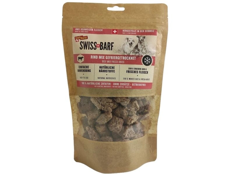DeliBest | SWISS BARF Rind Mix | Gefriergetrocknet, 200g, CH-Fleisch
