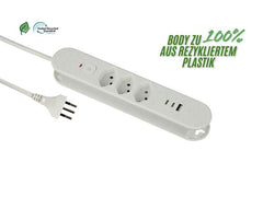 Schönenberger | Steckdosenleiste ReLife USB | 3xT13, 2x USB-C, 1x USB-A, 1.8m Kab, weiss