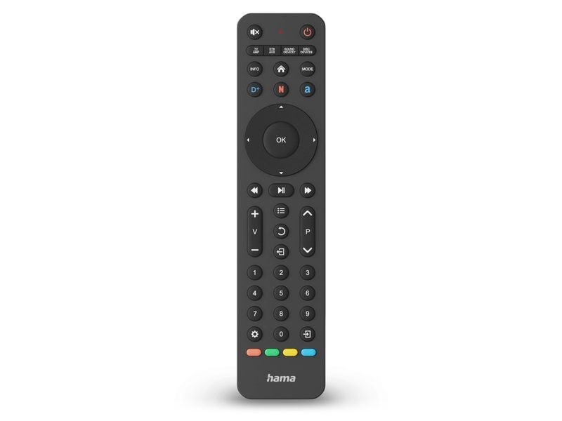 Hama Technics AG | Universal-Fernbedienung TV, Infrarot | für 8 Geräte, lernfähig, App-Tasten