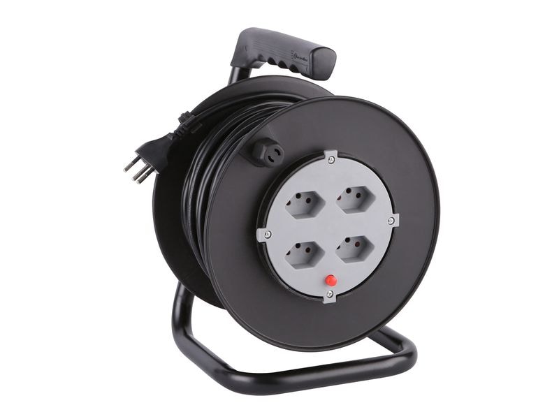 Schönenberger | Kabelrolle 4xT13 25m | Thermoschutzschalter, IP20, sz/grau