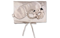 Ailoria | TRAVEL SET HAIR Beige | 1x Silk bag,1x Sleepingmask, 1x Scrunchie M