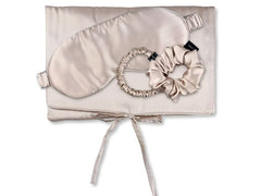 Ailoria | TRAVEL SET HAIR Beige | 1x Silk bag,1x Sleepingmask, 1x Scrunchie M