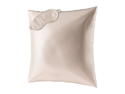 Ailoria | BEAUTY SLEEP (80x80cm) Beiige | 1x Silk pillow case, 1x Sleeping mask