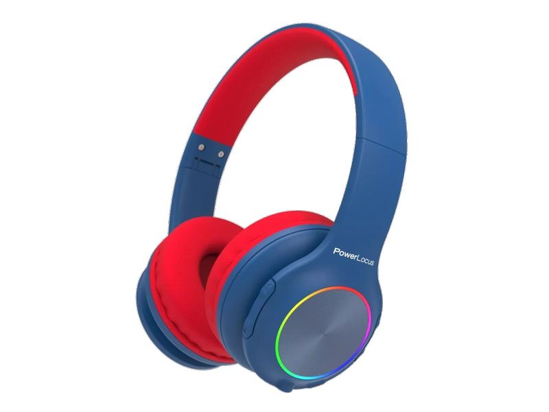 PowerLocus | PLED | Kinder Blau-Rot On-Ear Bluetooth LED
