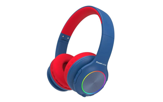 PowerLocus | PLED | Kinder Blau-Rot On-Ear Bluetooth LED