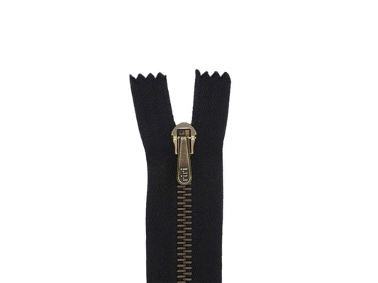 Riri | Metal 6 Jeansreissverschluss | Metall, 12 cm, Schwarz, Geschlossen